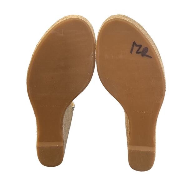 Tabitha Simmons Black and Beige Striped Espadrille Wedge Sandals Size 40 US 9 - Picture 10 of 11